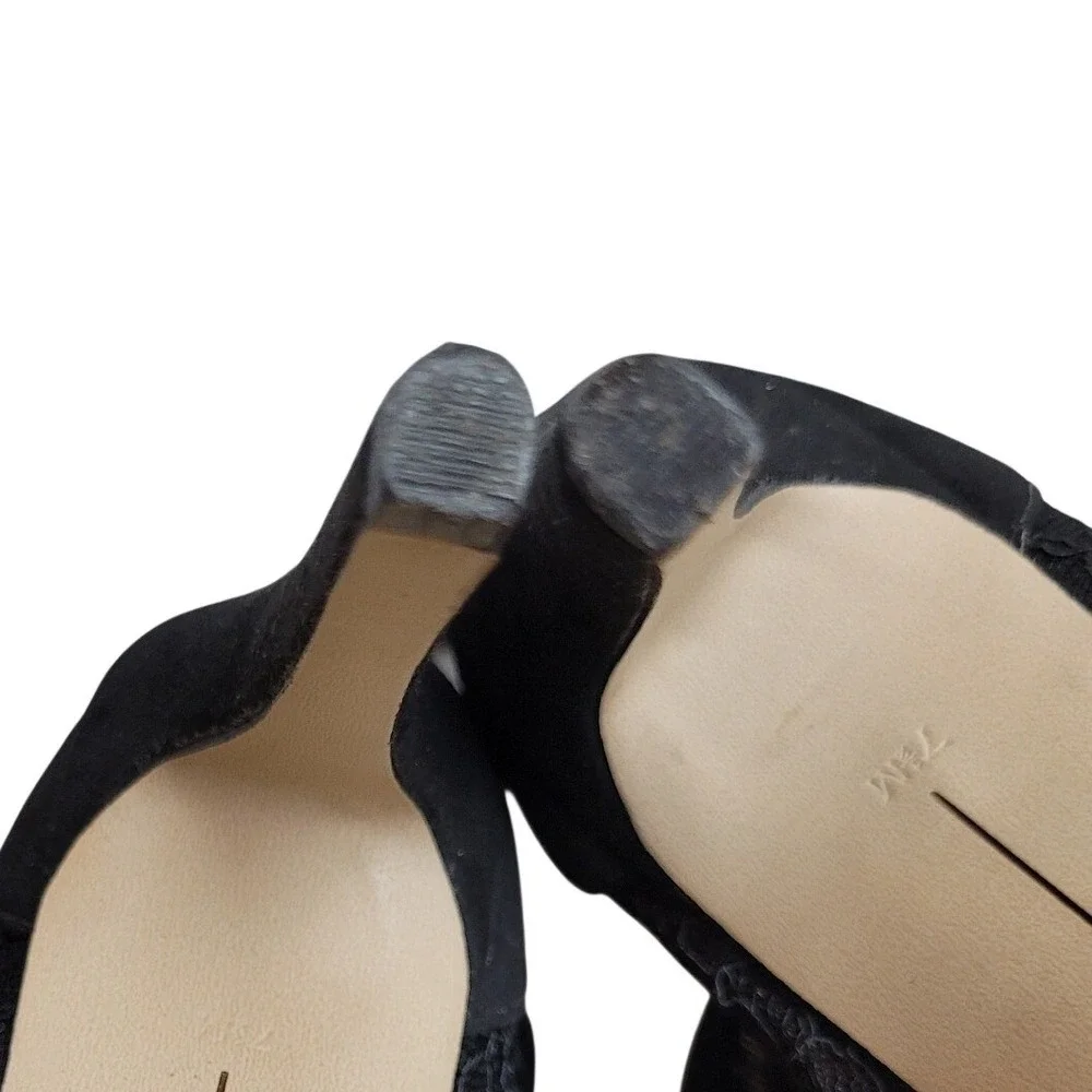 Nine West Enetta Black Lace High Heels Women's 7.5 Peep Toe Zip Boho Whimsigoth.